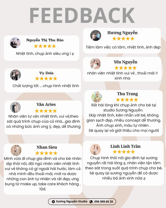 Feedback khách hàng Sương Nguyễn Studio